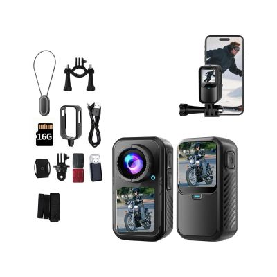 Mini Dual Screen Sports Camera,1080P Thumb Action Camera,Wearable on Chest for POV Shooting with EIS Stabilization,WiFi Remote Control 130Wide for Running Cycling Swimming Hiking Adventures (16GB)