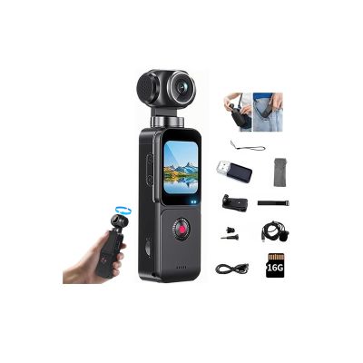 5K HD Pocket Camcorder ,5K Video & 16MP Photo,Automatic rotation 270 Rotation Wide Angle Lens,WiFi Handheld Body Worn Touchscreen with face recognition, and autofocus for Travel and Sport (16GB)