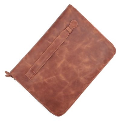 Genuine Leather Zippered Organizer Bag Handmade 1314 Inch Brown Leather Portfolio Case for Laptop, Tablet & Macbook