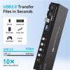 L6AS0F7 8K HDMI KVM Switch 2 Monitors 4 Computers 4K 144Hz Dual Display 4x2 USB 3.0 for PC Share Keyboard Mouse(EU Power Plug) view 4