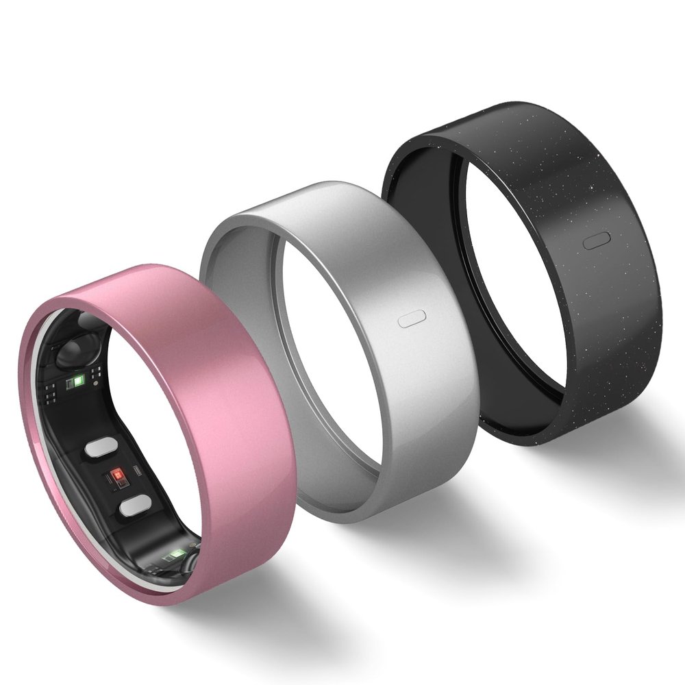3 Pack Ring Cover Compatible with RingConn Gen 2, Matte Texture Anti-Scratch TPU Ring Protector for RingConn Gen 2 Air Working Out Accessories Men Women (Glitter Black+Matte Silver+Rose Pink, 8)