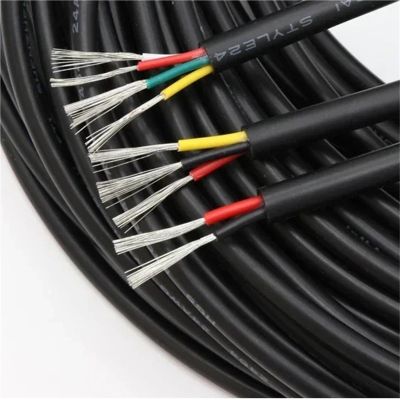 1pcs 10M UL2464 Sheathed Wire Cable 30-16AWG Copper Signal Cable 2-10 Cores Electronic Audio Wire(Black 24AWG -10 Meters,2 Cores)