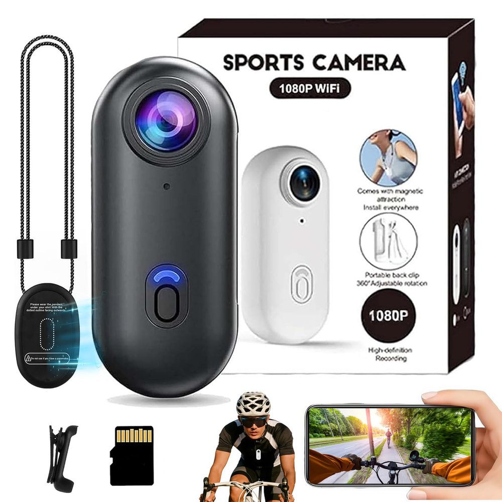 cetzork POV 4k Pro Capture Camera, Snap Cam Baseball, HD 1080p/4k Mini Hands-Free Wearable Adventure Action Body Cam with Audio Video, Night Vision, for Vlogging Cycling Skiing Diving (Black, 1080P)