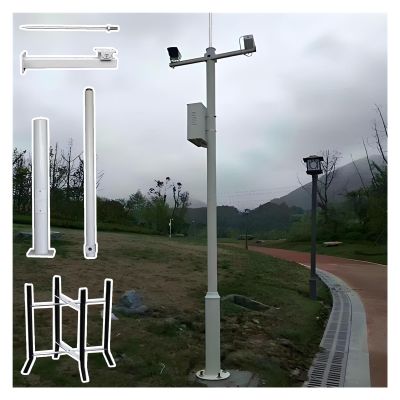 78 98 118 138 158 177 197 236in Universal Surveillance Camera Pole Post, Segmented Security Camera Pole Stand Kit, Detachable Cameras Mount Post & Bracket(White-B,6.6 foot-2m)