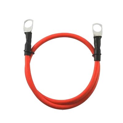 Cable Silicone Wire with Lug Ring Terminal Cable Black Red 8AWG 6AWG 4AWG 0AWG(Black and Red,M6_4 AWG - 25MM2_100CM-3.28FT)