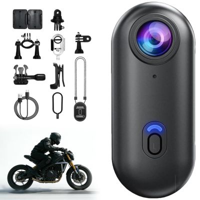4K Motorcycle Camera for Helmet, Lightweight Helmet POV Camera, Loop Recording Dash Cam for Motorbike/Bike, Magnetic Action Cameras 170 Wide Angle, WiFi & 128GB Card Included (1080P Black,64GB)