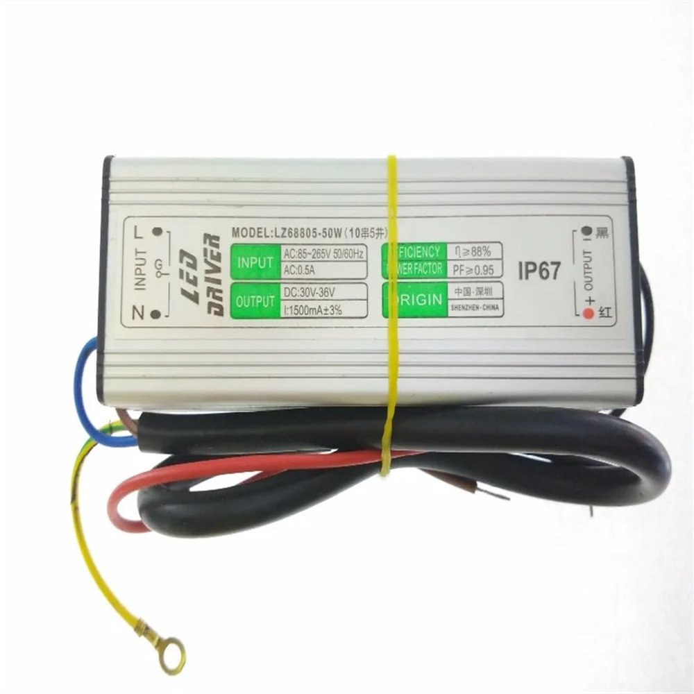 VRTLYJU Waterproof 50W LED Driver Constant Current Drivers AC85V-265V to DC 30-36V 1500mA for 50W chip 10 Series 5 Parallel