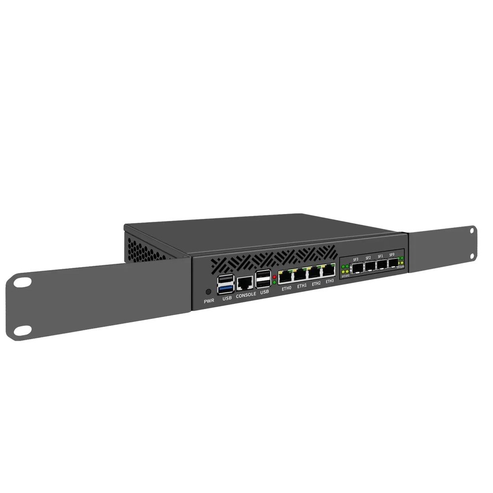 DDR5 N150 CPU 4 LAN X710*4 x10GbE SFP+ Support NO RAM NO Storage/ROS Firewall Hardware/USB3.0/1*M.2 Nvme/9.5 inchSupport 1U Rack-Mounted with 2 Hangers/Industrial Computer/Network Security Server