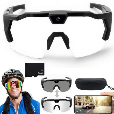POV Camera Glasses, POV Glasses Camera 4k, for Baseball & Outdoor Activity Recording Glass Action Sports for Cycling Hiking (Style D, 64G)