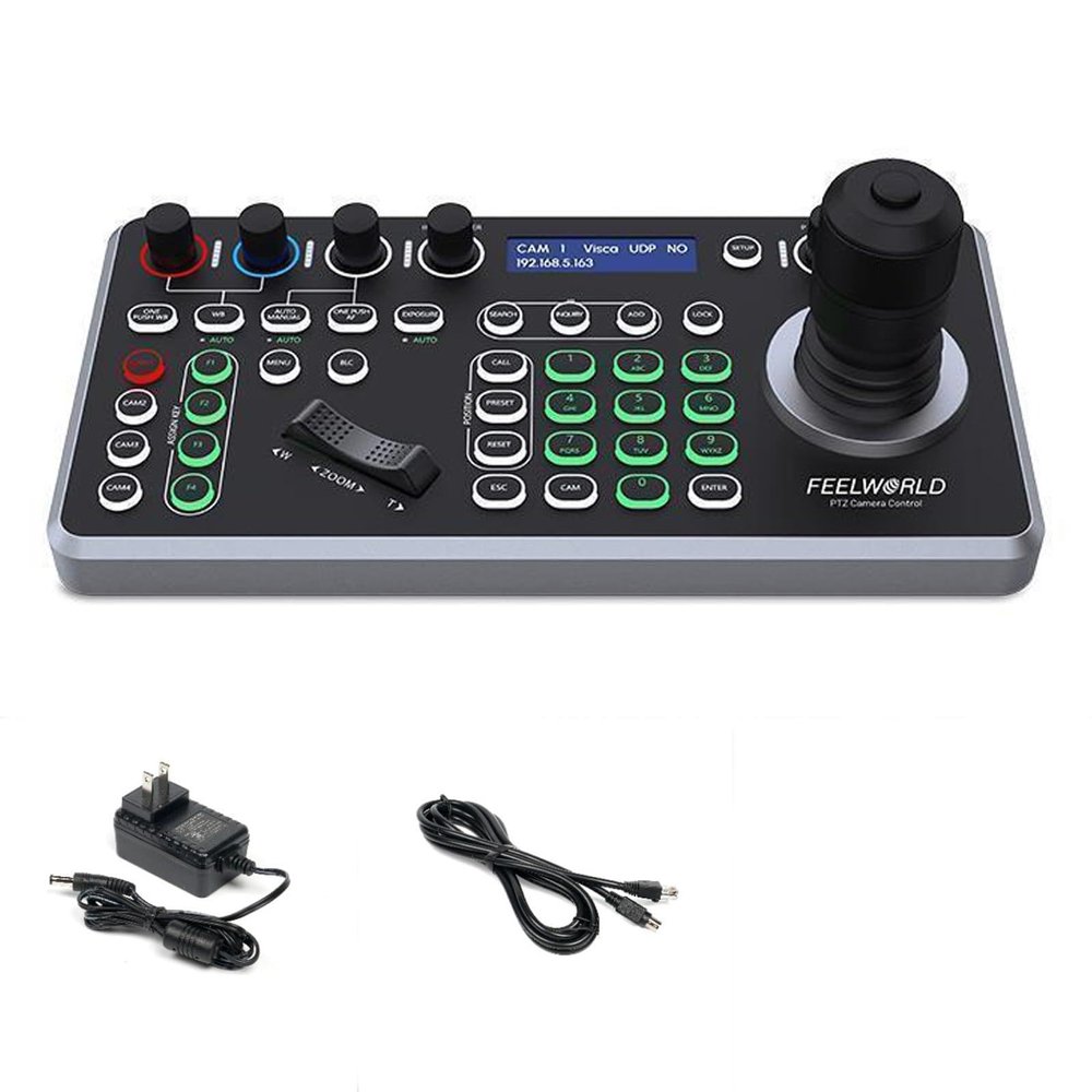 FEELWORLD KBC20 PTZ Camera Controller Joystick Keyboard Control Multiple Control Protocol PoE Supported LCD Real-time Display