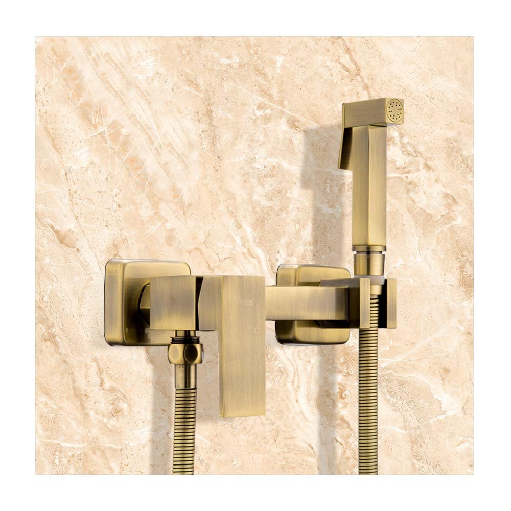 RWYRBNSL Sprayer Brass Handheld Shower Set Toilet Sprayer Cold Hot Water Mixer Square Shower Spray, for Bathroom