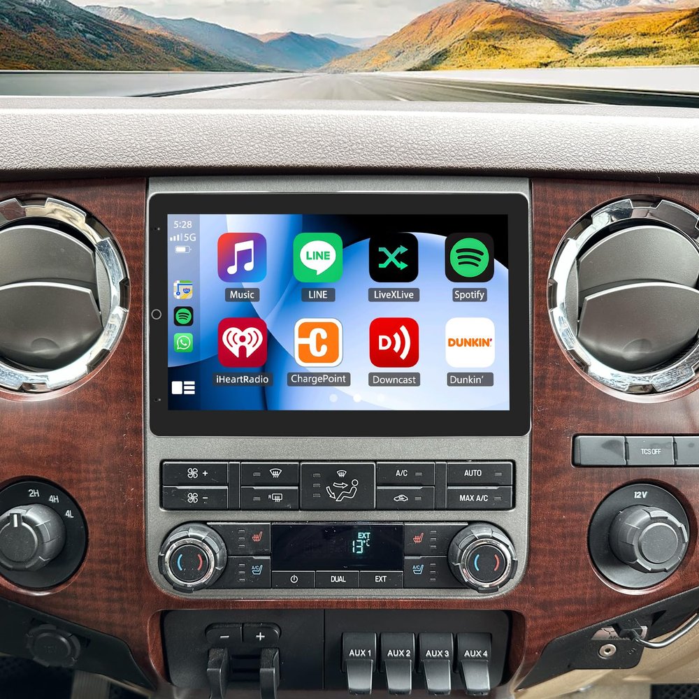 Car Radio for Ford F-250 F-350 Super Duty 2006-2014 with Wireless Carplay Android Auto, 10'' Manually Rotate Car Stereo for Insight with Bluetooth FM/RDS WiFi GPS EQ DSP SWC Backup Camera Mirror Link