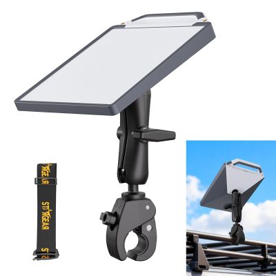 Starlink Mini Clamp Mount with Protective Silicone Case, 2 in 1 Satellite Dish Mounting Kit & Cover with Adjustable Clamp Mount Handle Shoulder Strap & 1/4"-20 Nuts for RVs Car Boat/Road Trip-Grey