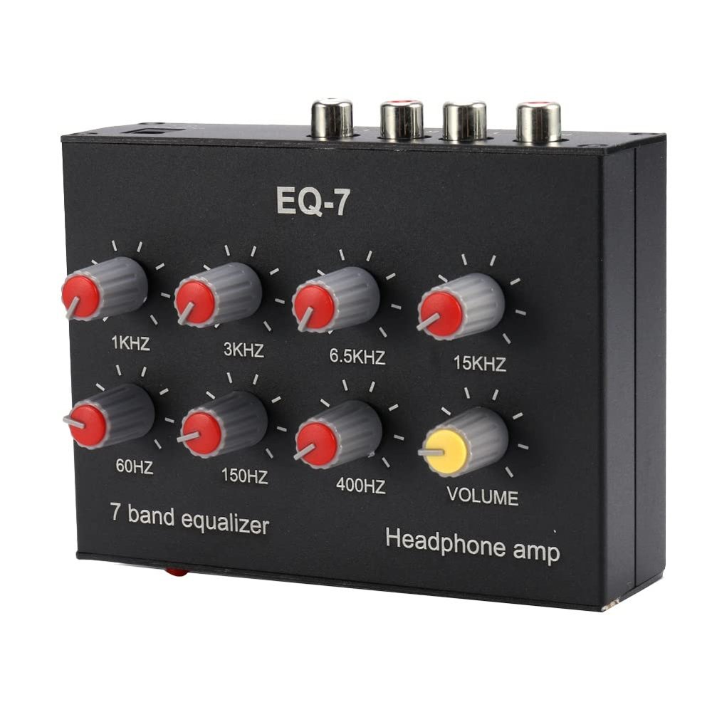 EQ-7 Car Audio Headset Amplifier 7-Band EQ Equalizer 2 Channel Audio Mixer Equalizer Digital Sound Equalizer Black 500336595