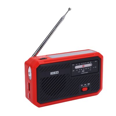 ciciglow Hand Crank Emergency Radio, AM FM Portable Solar Weather Radio with LED Flashlight and SOS Alarm for Outdoor Camping Hiking (Red)
