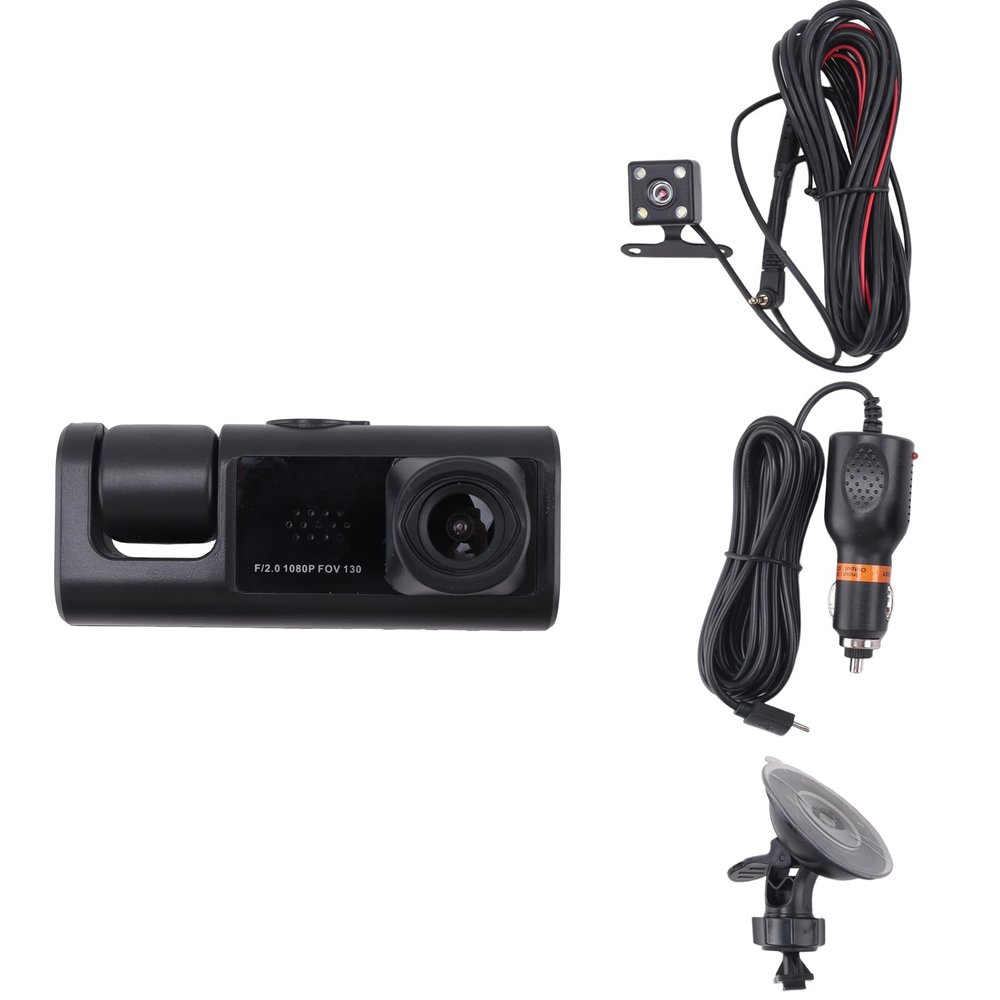 3 Channel Car DVR Camera 1080P Camera with IR Night Loop Recording Parking Monitor Black 500396563