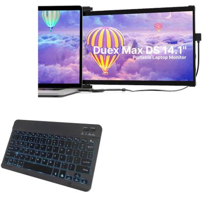 BoxWave Keyboard Compatible with Mobile Pixels Duex Max Laptop Screen Extender (14.1 in) - SlimKeys Bluetooth Keyboard - with Backlight, Portable Slim LED 7 Colors - Jet Black