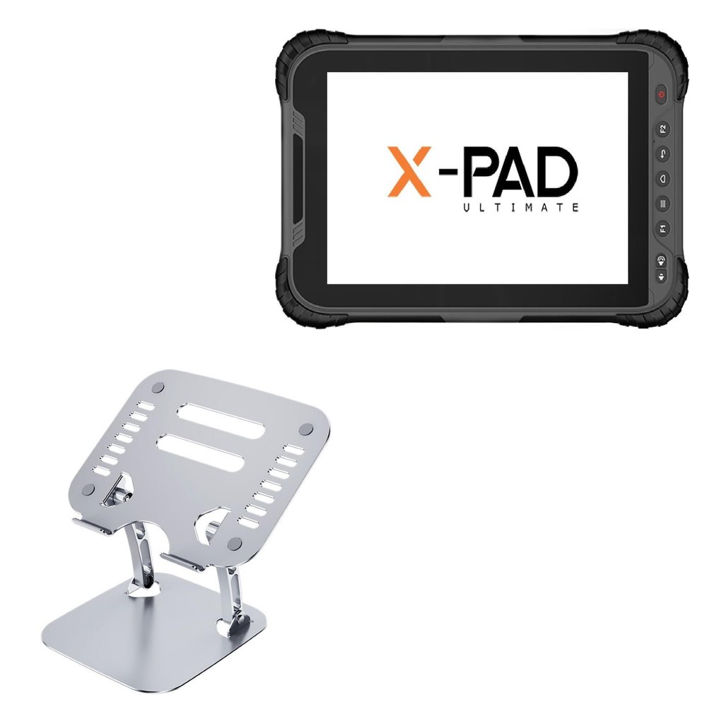 BoxWave Stand and Mount Compatible with Geomax Zenius800 (8 in) - Executive VersaView Stand, Ergonomic Adjustable Viewing Angle Metallic Riser - Metallic Silver