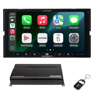 Alpine iLX-W770-M 6.75" Shallow Chassis Double-DIN Capacitive Touchscreen Digital Multimedia Receiver with KTA-450 4-Channel Amplifier