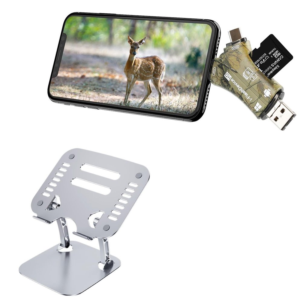 BoxWave Stand and Mount Compatible with Liplasting Trail Camera Viewer (4 in) - Executive VersaView Stand, Ergonomic Adjustable Viewing Angle Metallic Riser - Metallic Silver