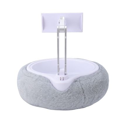 Wisoqu Tablet Pillow Stand, 360 Rotating Phone Holder for Bed, Soft Plush Fabric, Detachable Bowl, Compatible with Tablets, Pad, Phones, E Readers (Single Bowl Light Gray (5-8.7 Inches))