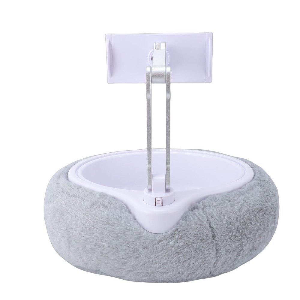 Wisoqu Tablet Pillow Stand, 360 Rotating Phone Holder for Bed, Soft Plush Fabric, Detachable Bowl, Compatible with Tablets, Pad, Phones, E Readers (Single Bowl Light Gray (5-8.7 Inches))