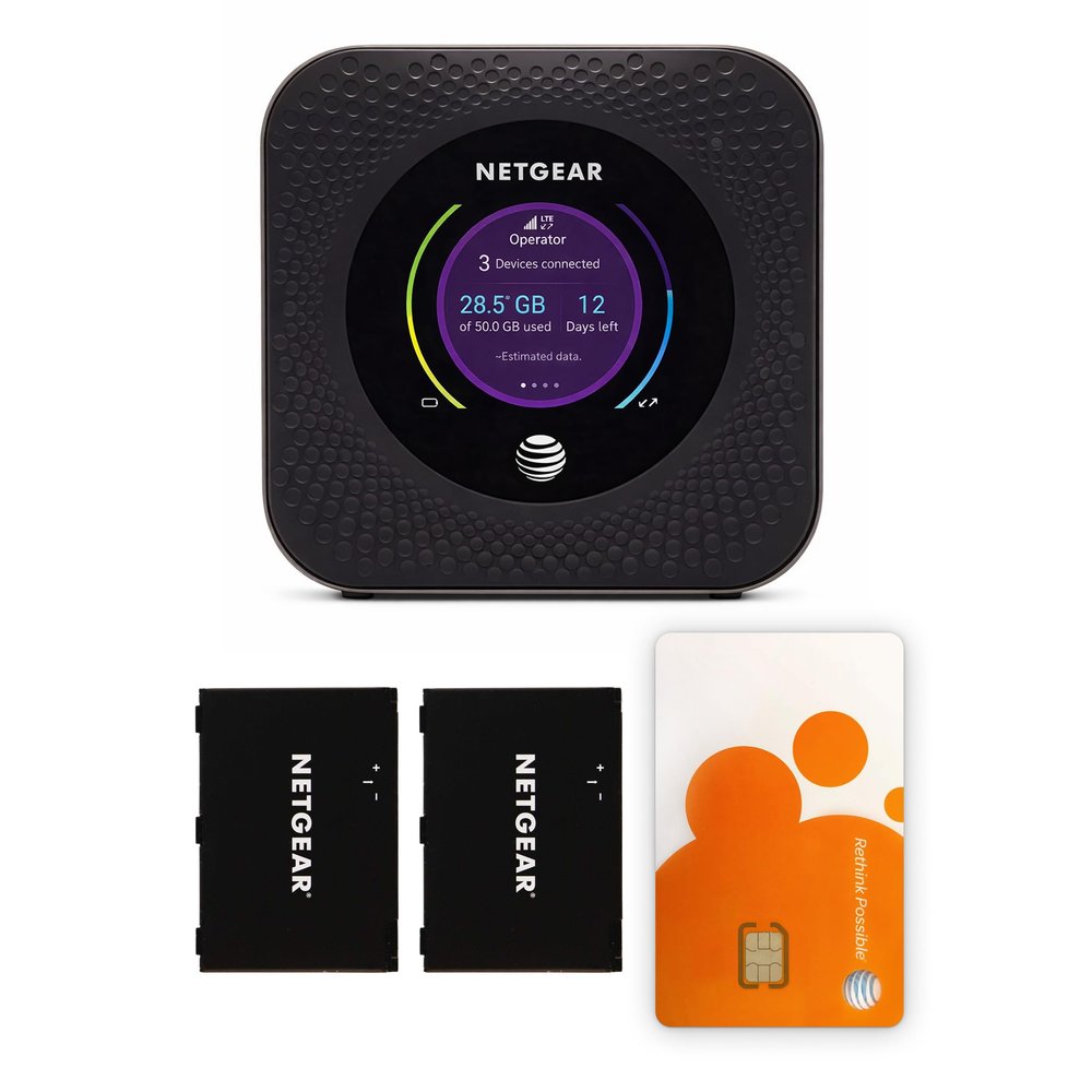 AT&T Nighthawk M1 Mobile Hotspot Router (MR1100-100NAS)  4G LTE, AT&T Unlocked, up to 1 Gbps, Connects 20 Devices, Dual-Band WiFi, Portable Hot Spot, EVDO-LINK Bundle (Standard)