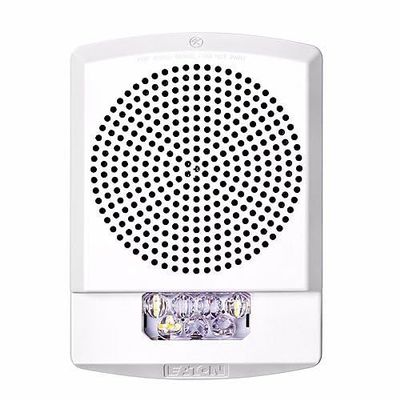 ELSPSTW Wheelock Eluxa LED High-Fidelity Speaker Strobe, Wall Mount, Fire Lettering, Clear Lens, 24VDC, White, for Emergency Communication Systems