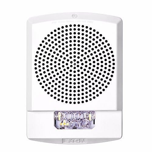 ELSPSTW Wheelock Eluxa LED High-Fidelity Speaker Strobe, Wall Mount, Fire Lettering, Clear Lens, 24VDC, White, for Emergency Communication Systems