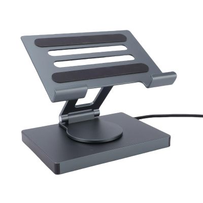 OPPWONG USB C Hub Stand, 7 in 1 5Gbps 360 Degree PD 4K USB A 100W RJ45 PD Aluminum Alloy Laptop Docking Station Stand with Card Slots Foldable Docking Station for Laptop Devices