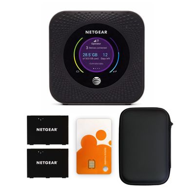 AT&T Nighthawk M1 Mobile Hotspot Router (MR1100-100NAS)  4G LTE, AT&T Unlocked, up to 1 Gbps, Connects 20 Devices, Dual-Band WiFi, Portable Hot Spot, EVDO-LINK Bundle (Premium)