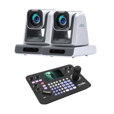 Zowietek ZowieKBD NDI PTZ Controller 5'' LCD Quad-Screen Automatic Camera Detection + ZowiePTZ PTZ Camera 12X Optical Zoom HDMI, SDI, USB Output , Live Streaming(2PCS)