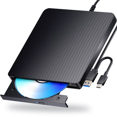 aelrsoch External Blu ray Drives Player Read/Write Compatible Bluray Burner USB 3.0 / Type-C DVD Burner Blu ray Player for pc, Windows 7-11 & MacBlack