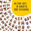 100PCS Highland Cow Stickers - Cute Cartoon Farm Animal Waterproof Vinyl Decals for Laptop, Water Bottle, Scrapbooking, Journals, and Daily Decoration view 2