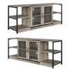 63" Farmhouse TV Stand with Storage, Rustic TV Table for 65 Inch TV, 3-Tier MDF & Metal Entertainment Center with Open Shelves and Cabinet Doors, Gray Media Console for Living Room and Bedroom view 2