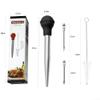 Kitchen Stainless Steel Turkey Baster and Meat Injector Tool with Angled and Needles for Cooking, Dripless Marinade Injector Set view 2