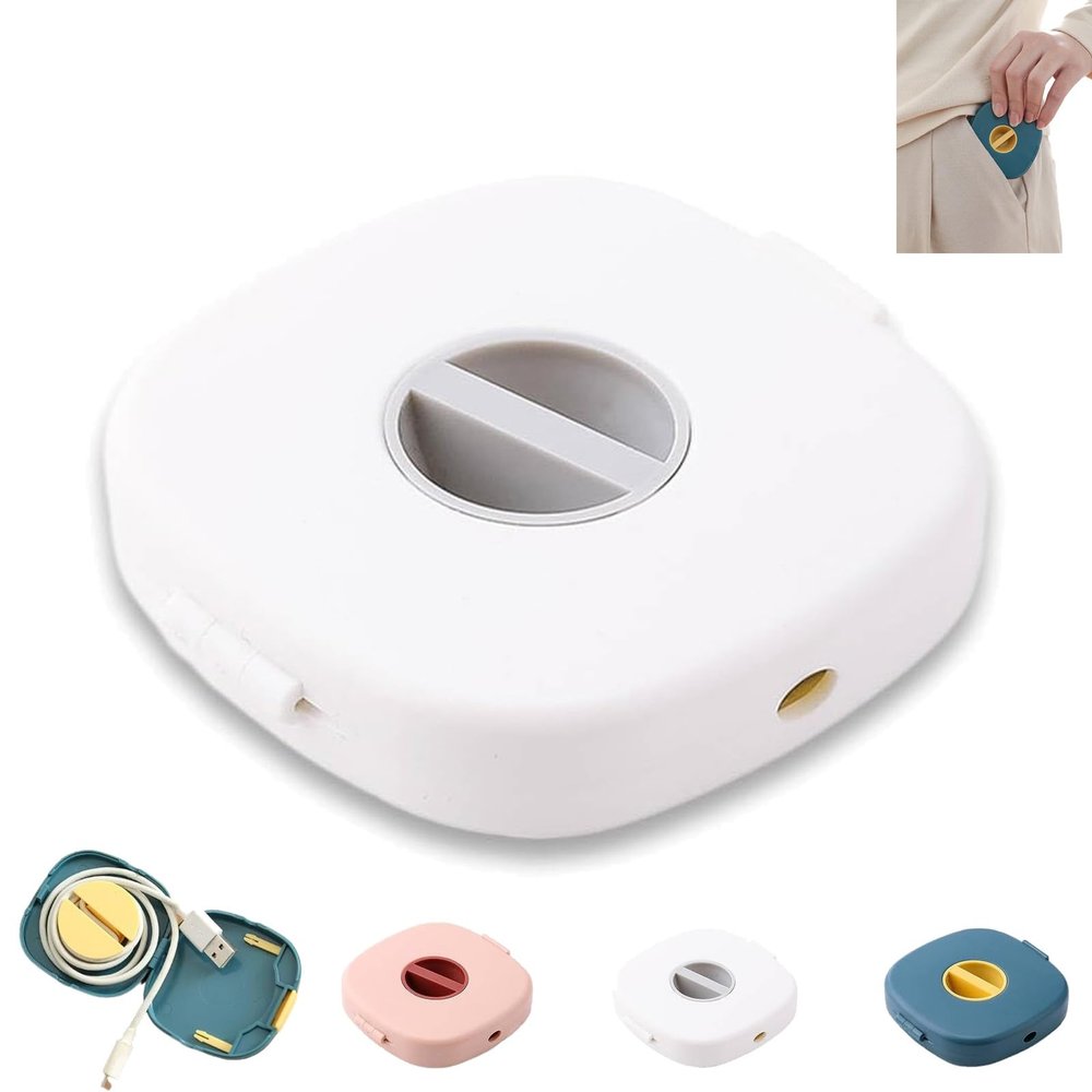 2 in 1 Cable Winder with Phone Stand, Durable Cable Organizer and Charging Stand for Earphones, Durablity Abs Cables Organizer and Charging Stands, for Home Office Classroom Travel (White)