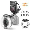 NEEWER 76Ws Marco Ring Flash Compatible with Canon Cameras, 1-1/128 Output, GN15 5600K TTL Flash Light with Front/Rear Curtain Sync, Color Gels, Lens Adapters for Macro Photography Lighting, RF1-C view 1