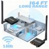 5.8Ghz Wireless Audio Transmitter and Receiver, 164ft Long Range 18ms Low Latency Audio Adapter, RCA/3.5mm in/Out Subwoofer Kit Converts Wired to Wireless Subwoofer Powered Speaker Soundbar, Vol+/- view 2