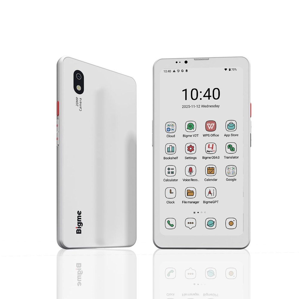 Bigme HiBreak Pro Color Epaper Phone, 8+256 GB 5G Smart Phone, Android 14 OS Ebook Reader, White (White)