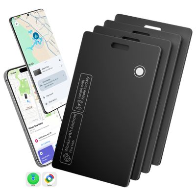 [2026 New] 4 Pack Dual Platform Rechargeable Air Tags Wallet Tracker Card, Dual System Wallet Finder, Compatible with Apple Find My & Google's Find Hub, Item Locator, Credit Card Size Tracker