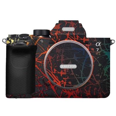 A7M5 Anti-Scratch Camera Cover Decal Skin for Sony ILCE-7M5 / A7 V Camera A7V Protector Wrap Cover Film Sticker Accessories (Splash Rainbow Black, for Sony A7V/A7M5)