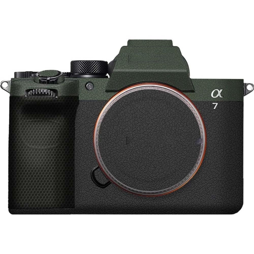 A7M5 Anti-Scratch Camera Cover Decal Skin for Sony ILCE-7M5 / A7 V Camera A7V Protector Wrap Cover Film Sticker Accessories (Leather Green+Leather Black, for Sony A7V/A7M5)