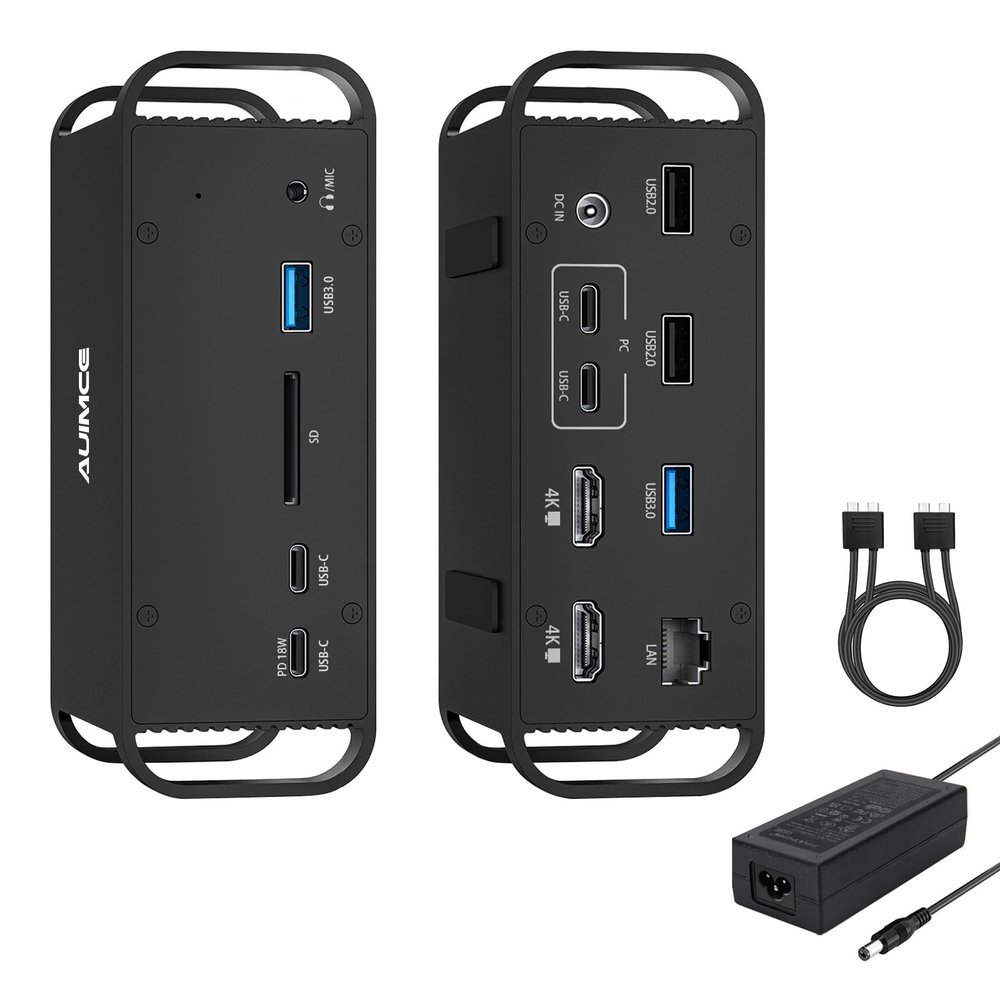 MacBook Docking Station Dual Monitor for Intel, M1 /M2 /M3 Pro/Max,14-in-2 Laptop Dock with Dual USB-C Cable,100W Power Supply, 2 HDMI 4K60Hz,USB-C/ANot Compatible with M1/M2 Base Models or Windows