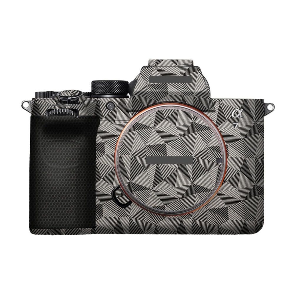 A7M5 Anti-Scratch Camera Cover Decal Skin for Sony ILCE-7M5 / A7 V Camera A7V Protector Wrap Cover Film Sticker Accessories (Triangle Titanium, for Sony A7V/A7M5)