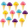 Gueevin 12 Pcs Ice Cream Party Decorations Summer Ice Cream Hanging Honeycomb Balls Decor Tissue Paper Hanging Ceiling Decor for Sweet Party Home Birthday Baby Shower Favor view 1