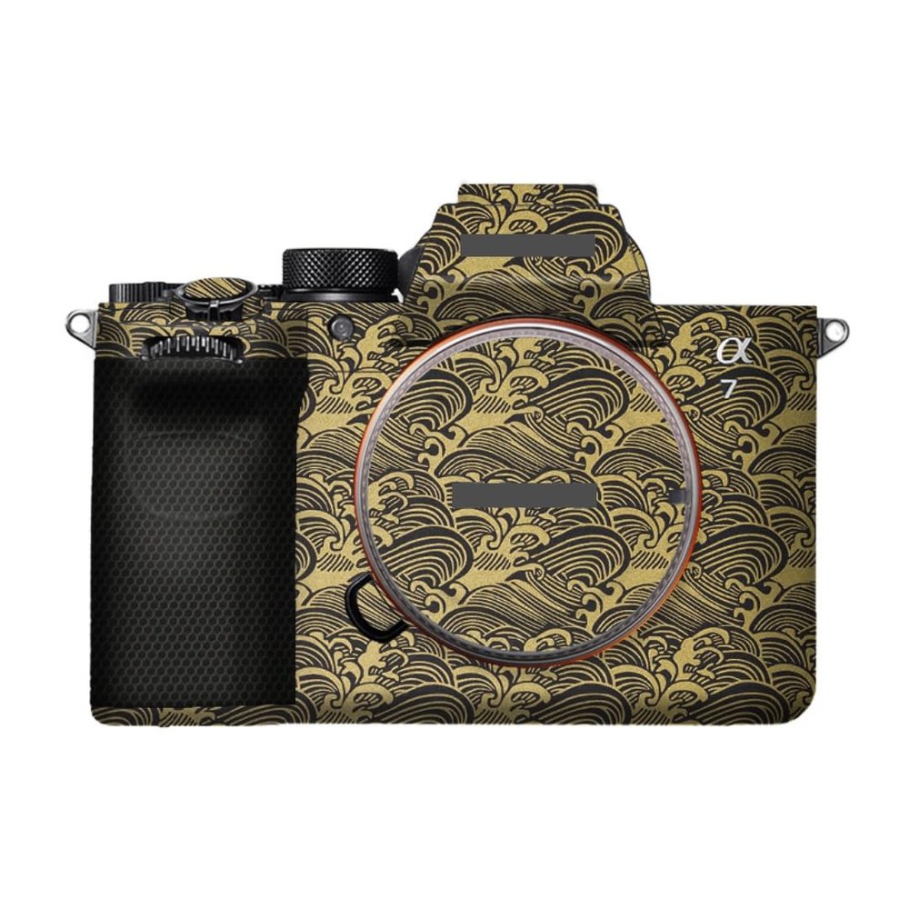 A7M5 Anti-Scratch Camera Cover Decal Skin for Sony ILCE-7M5 / A7 V Camera A7V Protector Wrap Cover Film Sticker Accessories (Wave Gold, for Sony A7V/A7M5)