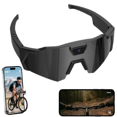 4K POV Baseball Glasses with Camera, 120 Ultra-Wide Angle Baseball Recording Glasses, for Cycling, Hiking & Outdoor Activities (Black,128G)