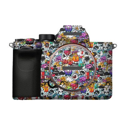 A7M5 Anti-Scratch Camera Cover Decal Skin for Sony ILCE-7M5 / A7 V Camera A7V Protector Wrap Cover Film Sticker Accessories (Graffiti White, for Sony A7V/A7M5)