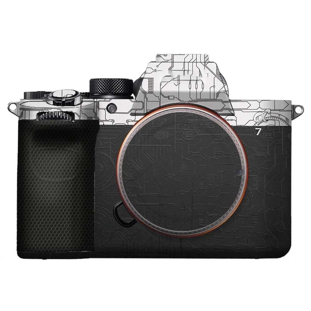 A7M5 Anti-Scratch Camera Cover Decal Skin for Sony ILCE-7M5 / A7 V Camera A7V Protector Wrap Cover Film Sticker Accessories (Circuit White +Circuit Black, for Sony A7V/A7M5)